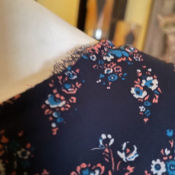 Ladies BoHo bat wing floral blouse hippie chic pleated belt sleeves freebird - Picture 6 of 8